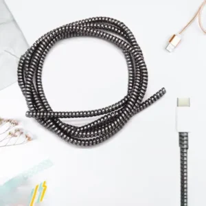 Metallic Finish Cable Spiral Protector / Wire Repair / Pet Cord Protector / Headphone Saver, Cable Wrap / Cover for Mac Charging Cable ( default, Standard ).