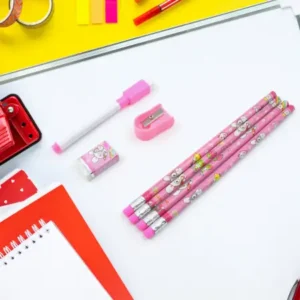Kids’ Stationery Kit: Wooden Pencils, Sharpener, Eraser, Diary (8 Pc Set) ( default, Standard ).