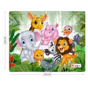 Jungle Theme 50-Piece Wooden Puzzle for Kids Colourful, Durable & Educational (8×10 inches) ( multicolor, Standard )